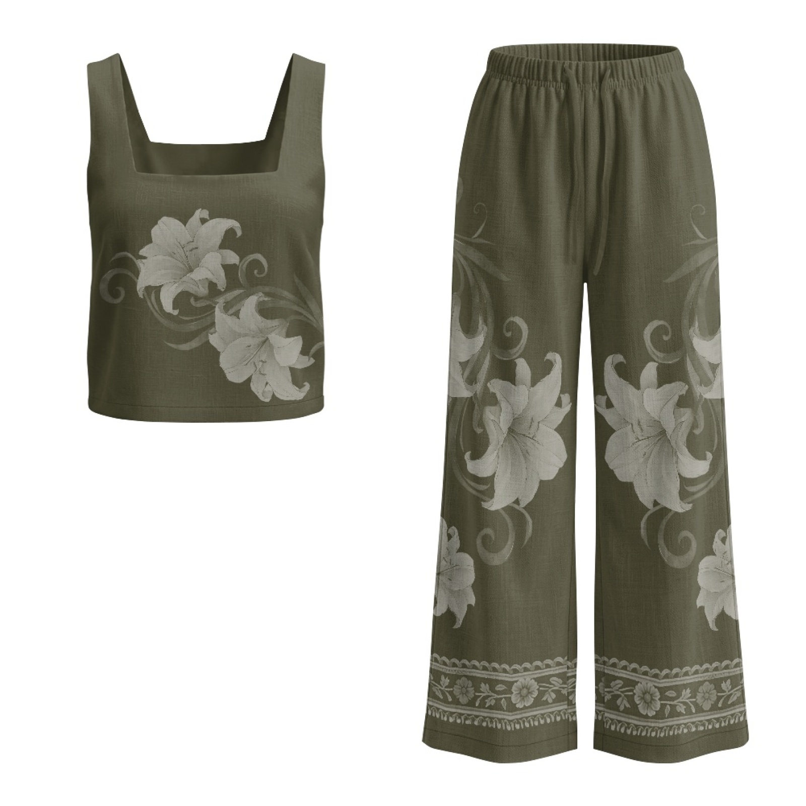 Linen Pant Wide - INSTANTARTS Ensemble de gilets en lin