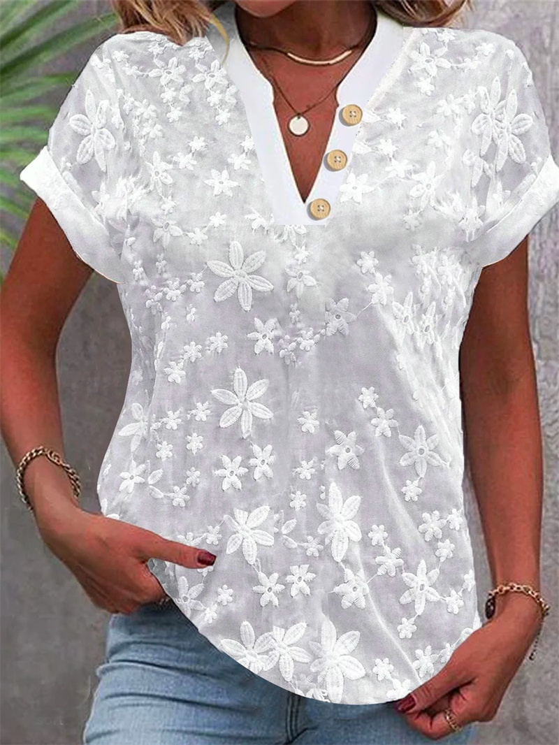 Chemisier brodé floral blanc p - Romper Floral Print avis et prix