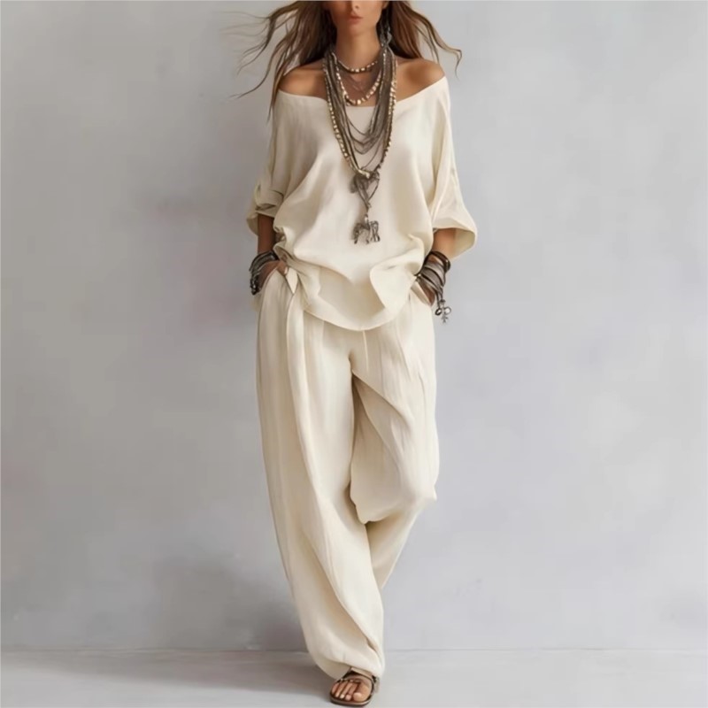 Nouvel ensemble décontracté d' - Linen Pant Wide avis et prix