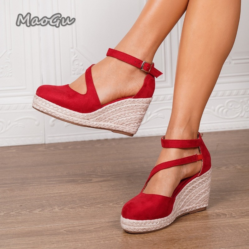 Sandales compensées en daim à  - Wedge Espadrille Women avis et prix
